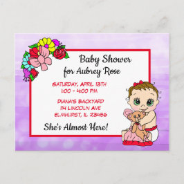 Baby Shower para Chica, tarjeta postal roja para b