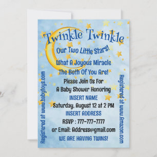 Baby Shower Para Niños Gemelos, Tarjeta Plana