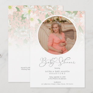 Baby Shower Peach Floral Botanical Photo