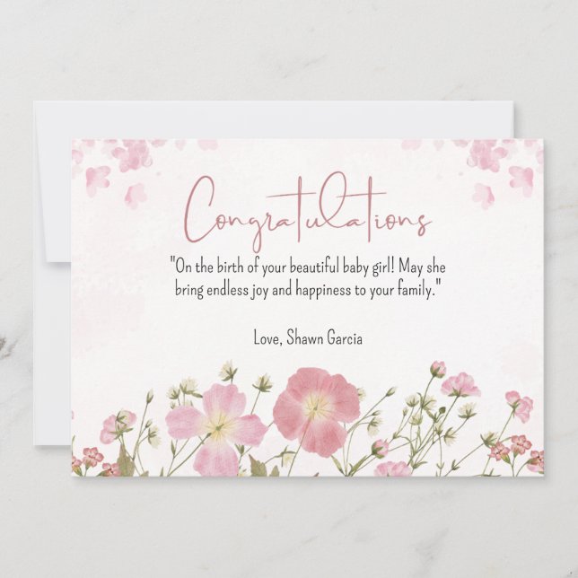 Baby Shower Personalizado Acuarela Rosa y Verde (Anverso)