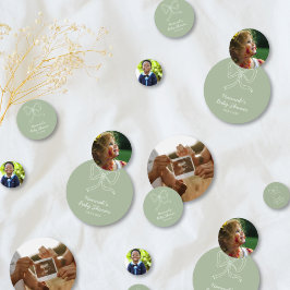 Baby Shower Photo Confetti Sage Green personalizad