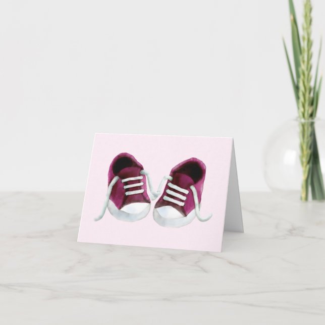 Baby Shower Pink Sneakers Tarjetas de agradecimien (Anverso)