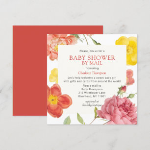Baby Shower Por Correo Colorido Invitación Floral