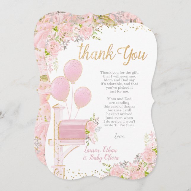 Baby Shower por correo Tarjetas de agradecimiento (Anverso / Reverso)