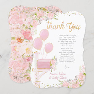 Baby Shower por correo Tarjetas de agradecimiento