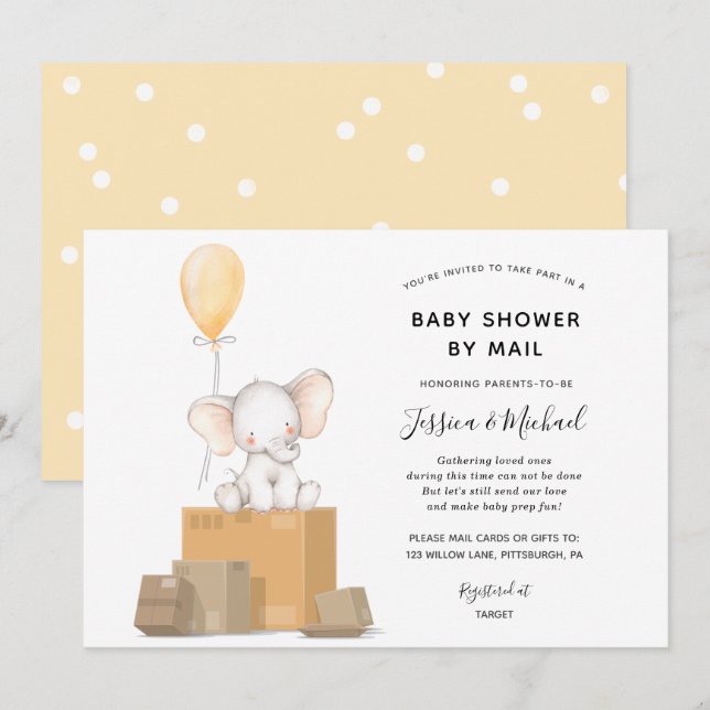 Baby Shower por invitación de Mail Elephant (Anverso / Reverso)