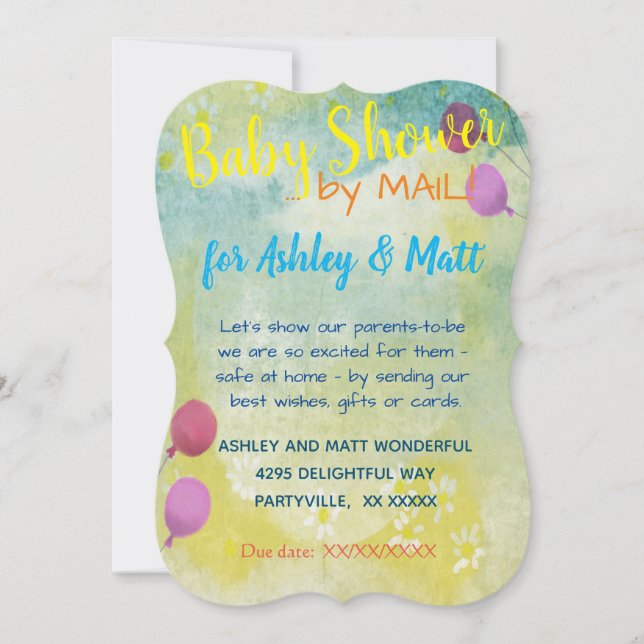 Baby Shower por Mail Daisies Balloons Invitación (Anverso)