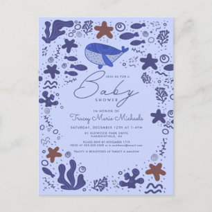 BABY SHOWER Postal de ballena de Doodle Cute