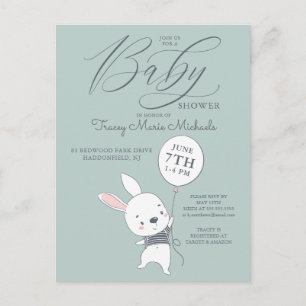 BABY SHOWER   Postal de Bunny y Balloon