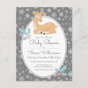 BABY SHOWER   Postales madre venado y copos de nie