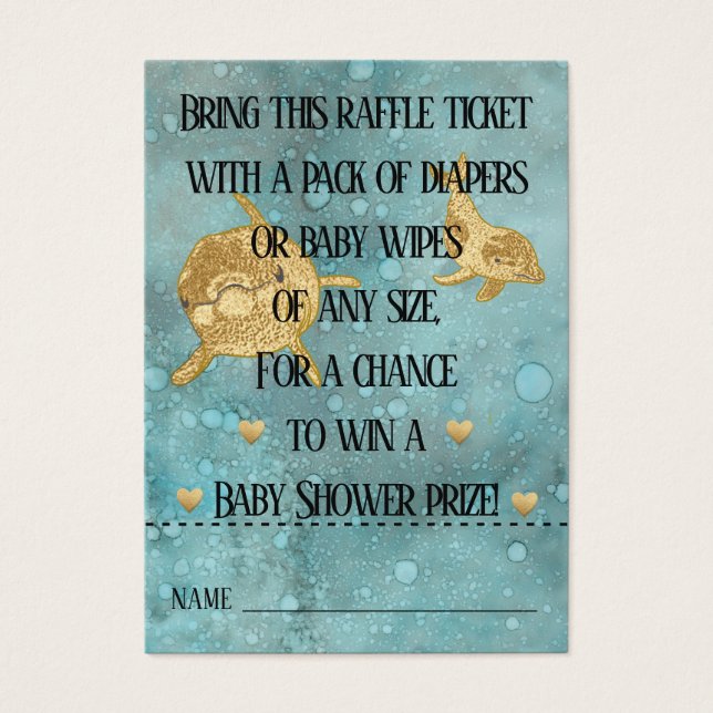 Baby Shower Raffle Ticket/Dolphin Mommy & Baby (Frente)
