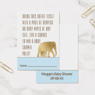 Baby Shower Raffle Ticket Elephant Gold Blue