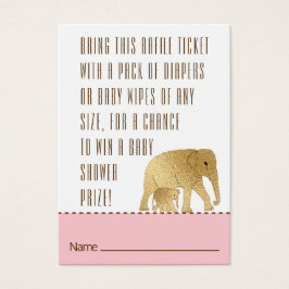 Baby Shower Raffle Ticket Elephant Gold Pink