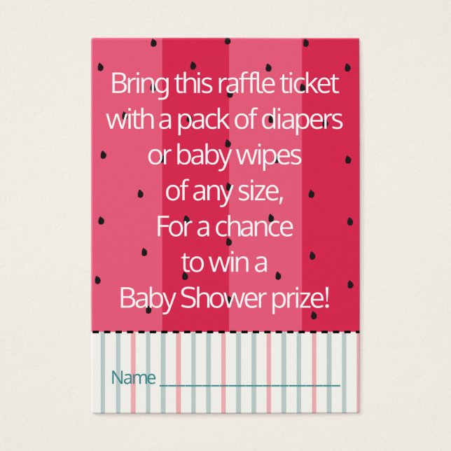 Baby Shower Raffle Ticket/La sandía de los paragua (Frente)