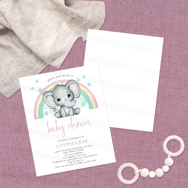 BABY SHOWER rosa arcoiris para elefante de papel (Subido por el creador)
