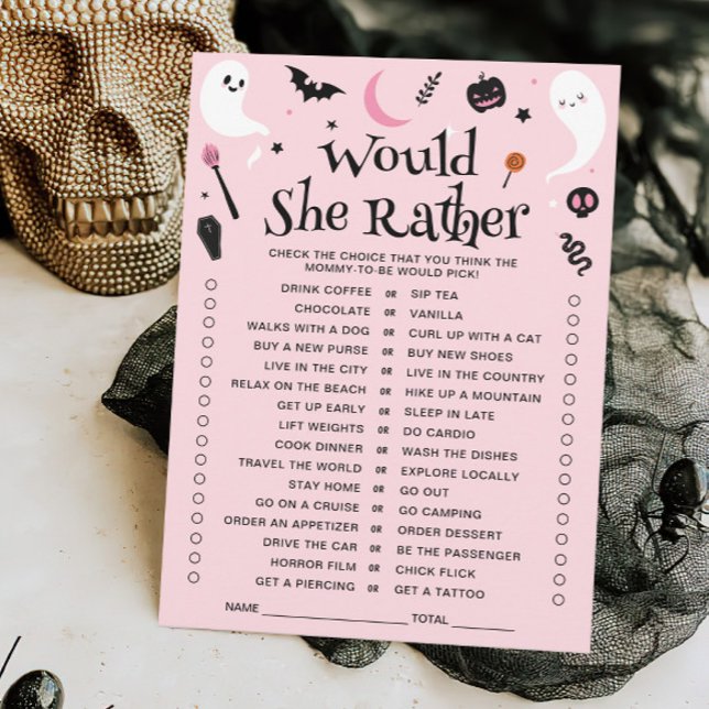 Baby Shower Rosa Halloween Prefiere Tarjeta (Subido por el creador)