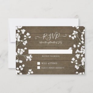 Baby Shower RSVP con flores de madera rústica