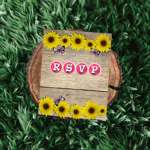 Baby Shower RSVP de mariposa rosa girasol