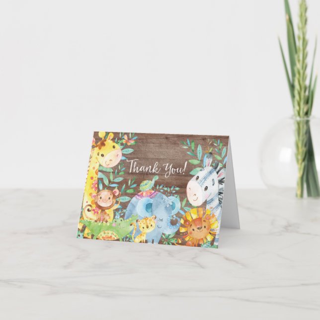 Baby Shower Rustic Safari Jungle Nota de agradecim (Anverso)