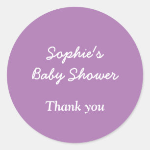 Baby Shower Soft Purple Gracias Pegatina