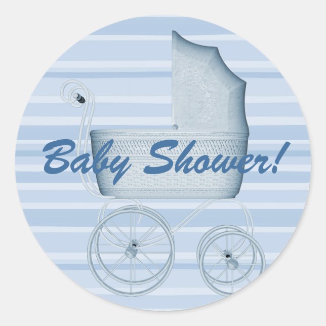 Baby Shower Stripes Buggy Pegatina (Anverso)
