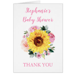 Baby Shower Sunflower Pink Floral Gracias
