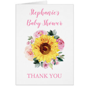 Baby Shower Sunflower Pink Floral Gracias