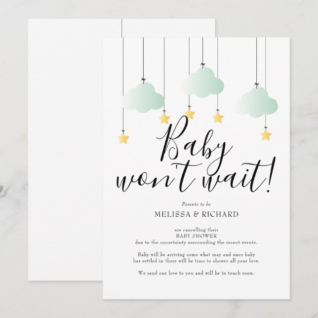 Baby Shower, tarjeta de cancelación de Sprinkle Ne (Anverso / Reverso)