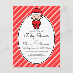 BABY SHOWER   Tarjeta postal Baby Santa Claus Cand