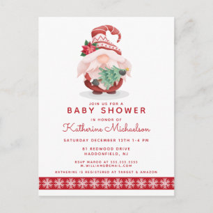 BABY SHOWER Tarjeta postal de Gnome de navidad