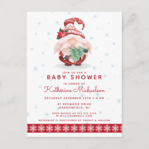 Baby Shower Tarjeta postal de Gnome de navidad