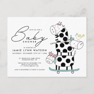 BABY SHOWER   Tarjeta Postal de Vacas Doodle Linda