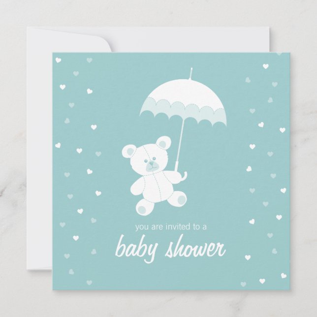 Baby Shower Teddy Bear Blue / Cualquier invitación (Anverso)