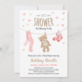 Baby Shower Teddy Bear Invitación a la bebé Niña r