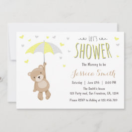 Baby Shower Teddy Bear Invitación Amarillo Neutral