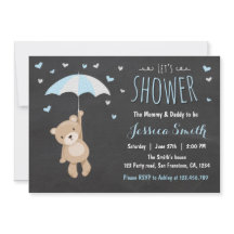 Baby Shower Teddy Bear Invitación Bebé Niño Azul