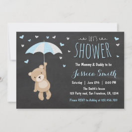 Baby Shower Teddy Bear Invitación Bebé Niño Azul