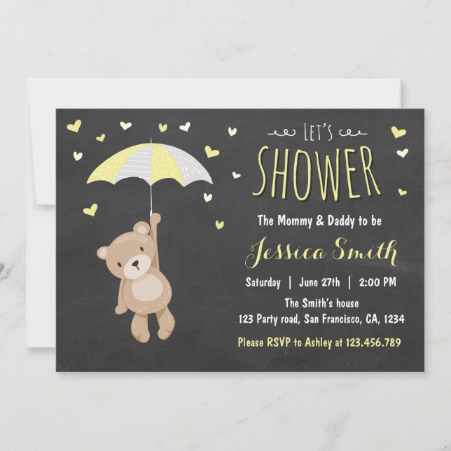 Baby Shower Teddy Bear Invitación Chica Niño Amari (Anverso)