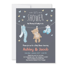 Baby Shower Teddy Bear Invitación ducha Blue Boy