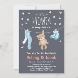 Baby Shower Teddy Bear Invitación ducha Blue Boy