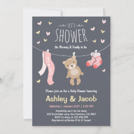 Baby Shower Teddy Bear Invitación ducha Chica rosa