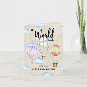 Baby Shower temática de viaje Nota de agradecimie