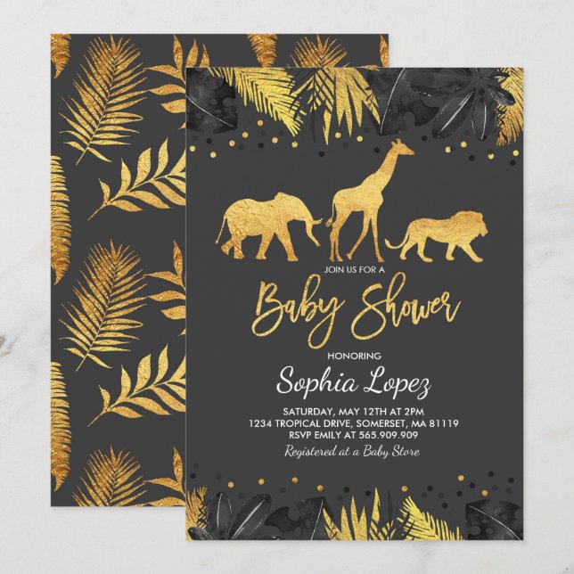 Baby Shower tropical de la invitación a Baby Showe (Anverso / Reverso)