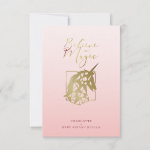 Baby Shower Unicorn Believe in Magic Pink Blush