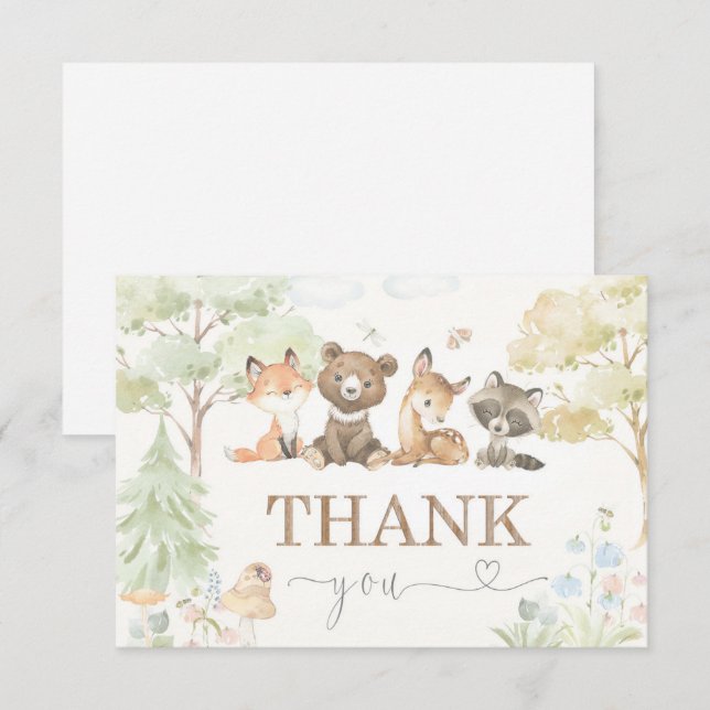 Baby Shower Woodland Animals Gracias (Anverso / Reverso)