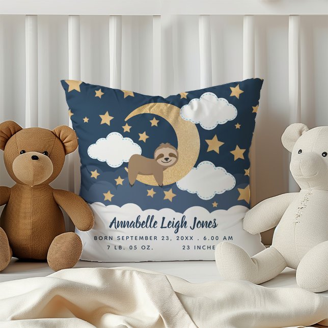 Baby Sloth Moon Nursery Cojín decorativo (Subido por el creador)