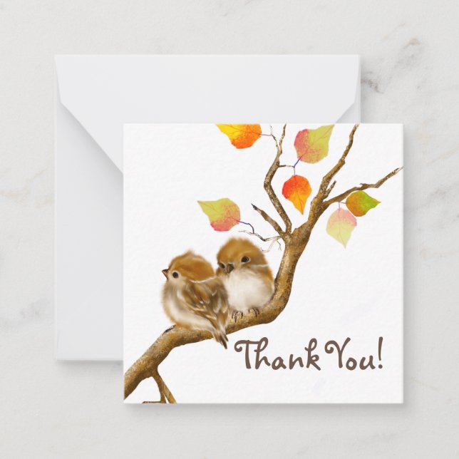 Baby Sparrow Birds Gracias tarjeta de nota (Anverso)
