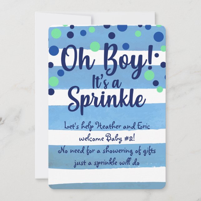 Baby Sprinkle - Invitación para bebé niño (Anverso)