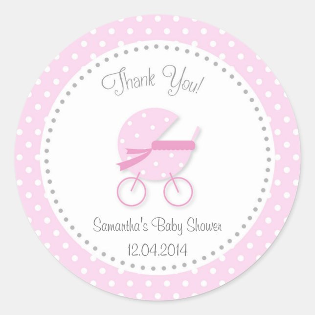 Baby Stroller Baby Shower Pegatina Pink (Anverso)