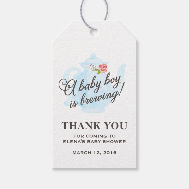 Baby Tea Fiesta | Etiqueta de regalo de Baby Showe (Anverso)
